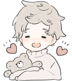 a boy, who like stuffed animals • @punipuni_stickers