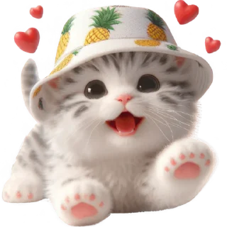 Котик в шляпе-ананасе @Nyasticks