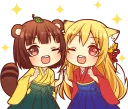 Tanuki & Fox girl :: @line_stickers