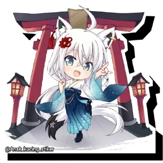 Shirakami Fubuki ( Chibi ) @Anak_kucing_stiker