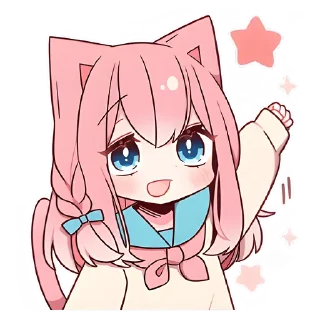 Розовая кошка-тян @colored_emotions